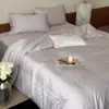 Conjunto de Cuatro Piezas Estilo Princesa Morada 100% Algodón Alta Densidad de Hilos Algodón de Fibra Larga Bordado Floral de Algodón Puro Estilo Coreano Funda Nórdica Sábana Bajera Sábana Plana