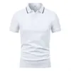 Camisa polo de manga corta con logo estampado, ropa de trabajo versátil tanto para hombres como para mujeres, 230 gramos, hilo doble 40's Sorona