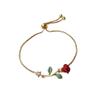 Pulsera de rosas pintadas a mano de la serie "La Rosa del Principito", de estilo retro, ligera y de lujo, para mujer.