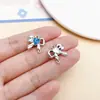 Colgante de Cristal de Aleación Azul Estilo Ins Chica Dulce Encanto Pulsera DIY Collar Pendientes Accesorios de Joyería