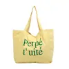 Bolsa Tote de Nylon Casual Popular Estilo Coreano, Bolso de Mano de Moda con Estampado de Letras, Bolso de Hombro de Doble Cara Rayado Moderno para Mujer