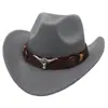 Sombrero vaquero retro americano con accesorio de cabeza de vaca étnica, sombrero de fieltro, sombrero de sol de moda trendy estilo Tíbet al por mayor