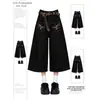 Jeans de Pierna Ancha con Bordado de Letras de Diseño de Nicho Estilo Americano para Hombres y Mujeres, Pantalones Cropped Casuales Rectos Sueltos de Moda en Negro