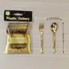 Conjunto de Garfo e Colher de Plástico Descartável, 24 Peças, Garfo e Colher Galvanizados em Ouro, Garfo e Colher de Sobremesa Estilo Ocidental, Garfo e Colher Pequenos para Festa