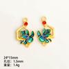 Aretes de Pavo Real Esmaltados, Colgante de Flor de Magnolia, Flor de Camelia de Doble Anillo, Accesorios de Aretes de Hoja Roja del Sur, Cloisonné de Venta Directa