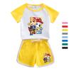Traje de verano para bebé de niño y niña de dibujos animados del equipo Wang Wang, nuevo para niños, de algodón, manga corta, shorts, delgado de dos piezas, fino