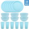 Set de Mesa Temu Transfronterizo para Taza de Agua, Plato, Bol, Cubiertos, Cuchillo, Tenedor, Cuchara, Plato y Plato de Plástico Colorido, Set Doméstico de 18 Piezas