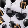 Fornecimento Exclusivo Transfronteiriço: Óculos de Sol Pretos em Formato de Coração com Strass, Óculos para Foto de Festa de Aniversário Irty Fucking
