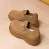 Sapatos Birkenstock de Couro Integral com Solado Grosso para Mulheres, Novo Estilo Primavera 2026, Cabedal Total em Couro Genuíno Casual Retro Mule Sapatos Femininos