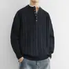 Suéter de Punto Trenzado Falso Dos Piezas Holgado para Hombre Otoño/Invierno Estilo Old Money Cuello Doble Prendas de Punto Base