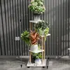 Suporte de Flores de Madeira Maciça e Ferro Layout de Sala de Estar Escada de Chão Multicamadas Rack de Armazenamento para Suculentas Varanda Suporte para Vasos de Flores