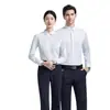Nuevas camisas para hombre y mujer, antiplanchado, resistentes a las arrugas, camisas profesionales azul claro de manga larga y corta, ropa de trabajo elástica con logo bordado