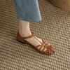 Novedad de Nicho~Sandalias con Corte Baotou para Mujer Verano Retro Zapatos Romanos con Correa de Hebilla Zapatos Planos