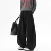 Pantalones de chándal anchos de algodón premium para otoño 2026 para hombres y mujeres, corte relajado, cordón, caída, pierna recta, pantalones casuales de moda