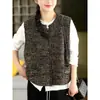 Diretamente do Fabricante: Colete Tricotado Tingido Vintage para Mulheres, Estilo Primavera, Cardigã Top de Botão Único Sem Mangas, Colete Cardigã de Fio de Algodão