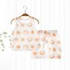 Traje para niños Verano Algodón puro Categoría a Chaleco para bebé Shorts abiertos Conjunto de dos piezas Bebé Ropa delgada para casa