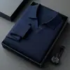 Suéter Masculino de Lã Fina, Lã Pura, Toque de Luxo Leve, Lavável à Máquina, Gola Seagull, Engrossado para o Inverno, Camada de Base Tricotada