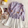 Tricô para Meninas Outono e Inverno 2026 Novo Estilo Cardigan de Tricô com Laço Elegante Top de Lã Peça Externa Comércio Exterior Dropshipping
