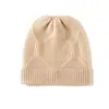 Gorro de Punto Grueso Cálido de Moda Casual de Cachemira 2026 Otoño/Invierno Nuevo para Mujer Color Sólido Trenzado de Diamantes