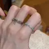 Anillo de Diamantes Brillantes Florales Suaves Estilo Coreano, Multicapa, Moderno y Elegante, Anillo Abierto para Dedo Índice con Forma de Corazón para Mujer