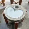 Bandeja de té de piedra antigua para uso doméstico, Soporte pequeño para preparación en seco, Juego de té para oficina, Mesa de té, Mortero de piedra vintage, Estufa de té eléctrica