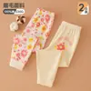 Conjunto de 2 peças de calças de outono para meninas, leggings fofos de desenho animado para meninas pequenas, calças térmicas de algodão para usar por baixo, leggings de bebê sem costura 100% algodão