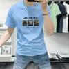 Lan Sheng Yi Camiseta de manga curta masculina gola redonda 2025 nova moda verão casual masculina estampada meia manga top T