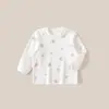 Camisa de otoño A-class de algodón puro sin costuras para niños, top ajustado de algodón para bebé para otoño e invierno, cárdigan de algodón puro para niños