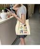 Nova Bolsa de Nylon com Flor Bordada, Bolsa Tote de Cordão de Grande Capacidade Estilo Preguiçoso, Bolsa de Ombro Leve Versátil Casual Feminina