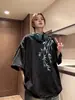 Directo del fabricante, camiseta retro morada de manga corta estilo chino para hombre y mujer, nueva tendencia de verano en top de media manga estilo chino para pareja, talla grande