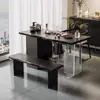 Mesa de Té para Balcón Estilo Chino Nuevo Negro Madera Maciza de Gama Alta Bandeja de Té Isla Pequeña Conjunto de Sillas Elf Comfort