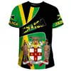 Botão da Bandeira Jamaicana Impressão Digital 3D Novo Camiseta Casual de Manga Curta Masculina Venda Direta da Fábrica