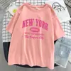 Camiseta Feminina Oversized Nova York Queens Nunca Dorme Algodão Macio Manga Curta Streetwear Casual