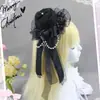 Original Lolita Halloween Noche Oscura Rosa Velos Sombrero de Copa Lazo Diadema de Encaje Accesorios para el Cabello Kc Lolita