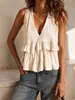 2026 Europeo y Americano Nuevo Primavera/Verano Amazon Sitio Independiente Transfronterizo Mujer Color Sólido Moda Fruncido Elegante Top Camiseta sin Mangas