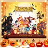 Tecido para fantasia de evento de Halloween, tecido para decoração de fundo de festa, tecido para pendurar para fotografia de lanterna de abóbora, tecido para pendurar de fundo com atmosfera de terror