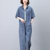 Terno jeans feminino 2024 primavera e outono nova mãe de meia-idade moda casual calças largas conjunto de duas peças soltas de alta qualidade