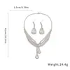 Set de Pendientes y Collar con Colgante de Gota de Agua Incrustada de Diamantes, Gargantilla Personalizada Cadena Clavicular, Joyería de Lujo Ligero y de Alta Gama