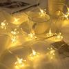 Luz de atmosfera LED para acampamento ao ar livre, Tenda de dossel, Cordão de luz decorativo, Luz a bateria, Estrela Lua, Cordão de luz com pequenas contas brancas