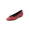 Sapatos Mary Jane Lavados de Pele de Ovelha Retrô com Laço 2026 Primavera Salto Baixo Bico Quadrado Couro Genuíno Boca Rasa Sapatos Individuais para Mulheres