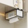Portarrollos de Papel de Cocina, Caja Multifuncional para Toallitas Húmedas y Rollos de Papel, Dispensador de Pañuelos Colgante Debajo del Gabinete, Estante Colgante sin Taladro