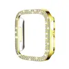 Para Apple Watch s10 capa protetora de fileira dupla com strass capa protetora Apple watchs9 capa de peça única com película temperada de PC
