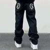 Jeans con Estampado de Perro Volador Hip-Hop Ins High Street para Hombre Moda 2024 Primavera y Otoño Marca Rectos Sueltos Modernos Casuales