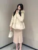 Chaqueta acolchada de estilo coreano, moda suave, con cuello de pelo, entallada a la cintura, abrigo de invierno, chaqueta gruesa con relleno de algodón, nuevo abrigo de algodón de estilo coreano para mujer, transfronterizo