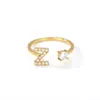 Anillo Abierto de Letra Inicial Z con Circonita de Lujo de Gama Alta Transfronterizo Europeo y Americano Versátil Creativo Simple Anillo Venta al por Mayor