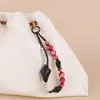 Colgante de Cuentas de Madera Natural con Cordón de Semillas que Cumplen Deseos, Cristal de Piedra de Valor, Adorno de Cuerda Tejida a Mano, Cuerda Colgante de Calabaza para Reunir Energía