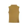 Atacado de Fábrica de Roupas Femininas Transfronteiriça Moda Europeia e Americana 2026 Versátil Casual Slim Fit Valoriza o Corpo Sem Mangas Gola Alta Camiseta
