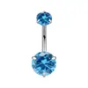Anel de Umbigo de Liga de Titânio F136 Três Garras Zircônia Redonda Haste com Rosca Interna G23 Titânio Prego de Umbigo Body Piercing Joia de Umbigo