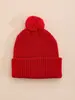 Gorro de punto gofre de color liso con pompón, unisex de invierno, cálido y cortavientos de acrílico, gorro de lana
