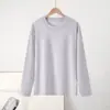 Camiseta de Manga Larga de Algodón Peinado Pesado 230g Otoño 23 para Hombre y Mujer, Cuello Redondo, Top Básico Sencillo y Versátil para Parejas